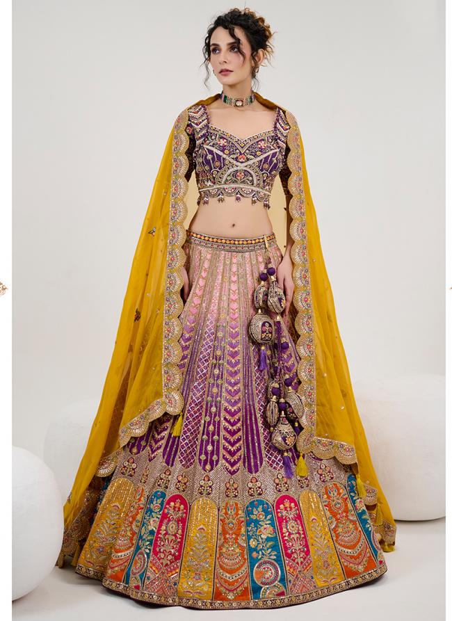 Silk Multi Color Bridal Wear Embroidery Work Ready To Wear Lehenga Choli